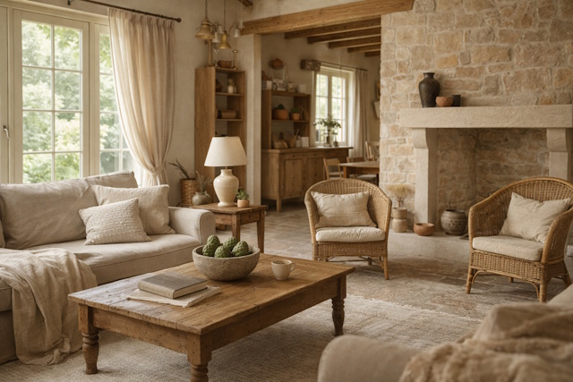 Materials that age well: wood, linen, stone, rattan…
